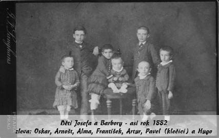 Dti Josefa a Barbory-zleva Oskar,Arnot,Alma,Frantiek,Artur,Pavel(klec) a Hugo(asi rok 1882)